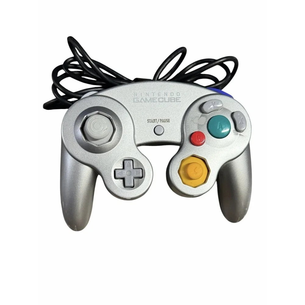 Nintendo GameCube OEM Silver Controller W/Gamestop Turbo Controller Lot (2) READ